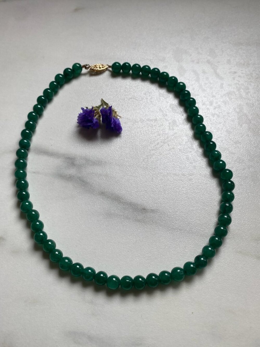 Vintage Green Aventurine Beaded Necklace